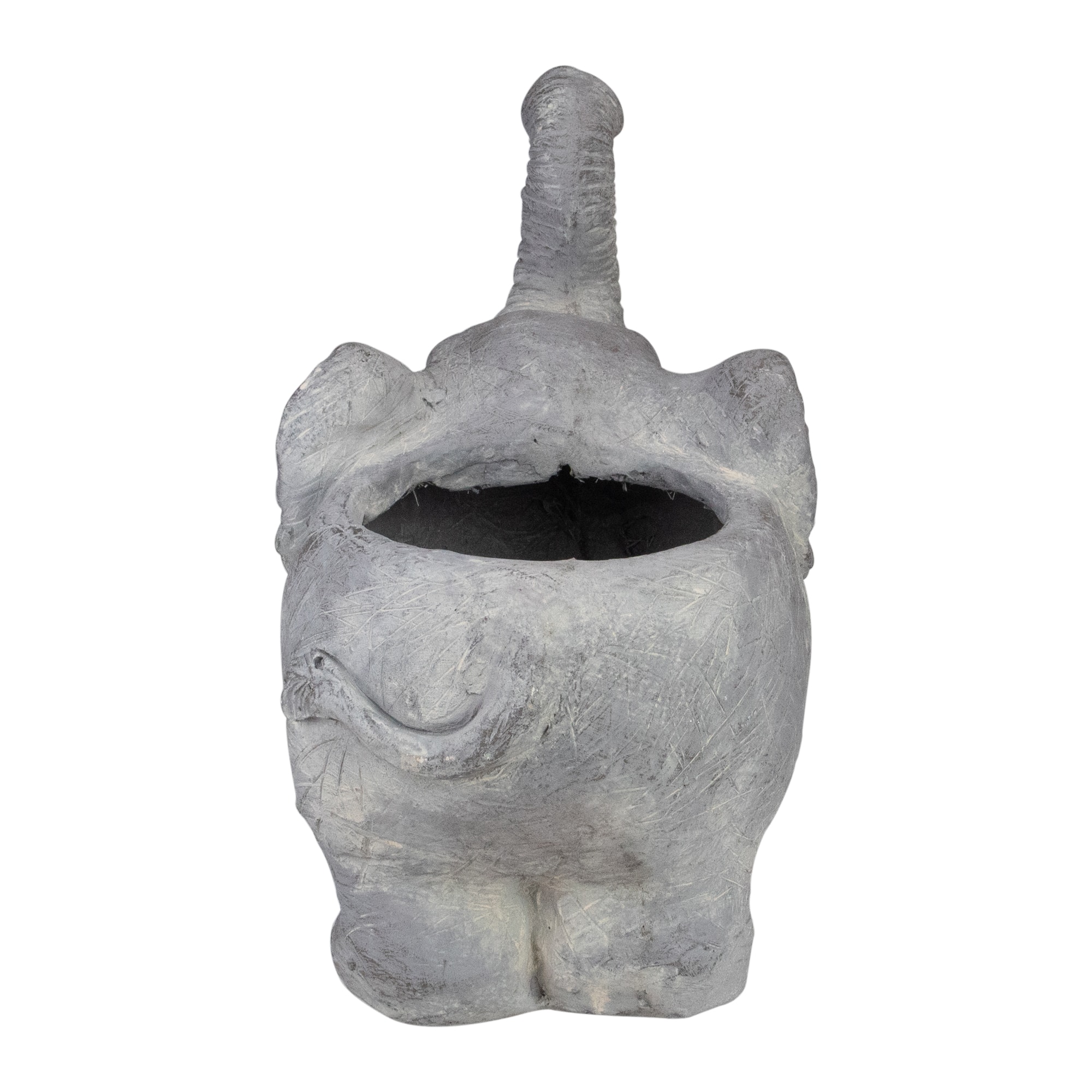 16" Gray Standing Elephant Outdoor Garden Planter